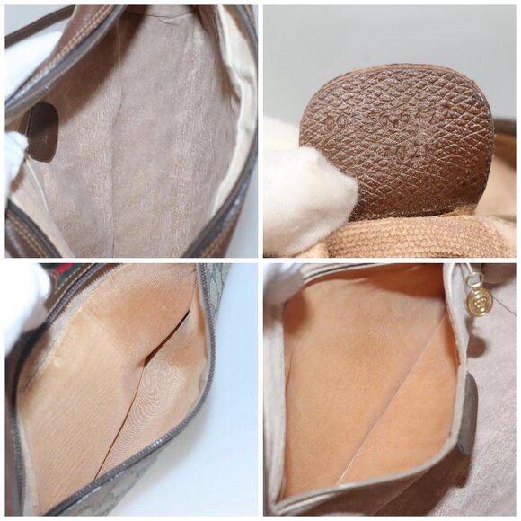 GUCCI GG Supreme Web Sherry Line Bag PVC Beige Gold 001 56 6472 Auth ep10466 - Picture 15 of 16